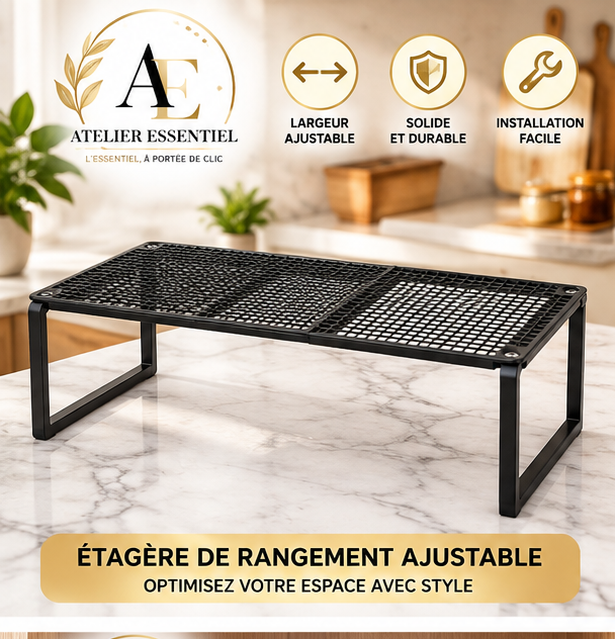Étagère de placard robuste et réglable en hauteur, support de rangement extensible et rétractable, étagère de cabinet peu encombrante