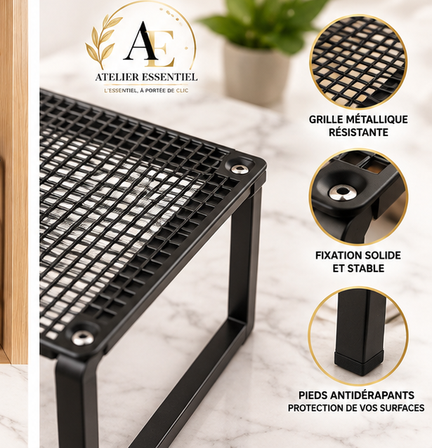 Étagère de placard robuste et réglable en hauteur, support de rangement extensible et rétractable, étagère de cabinet peu encombrante