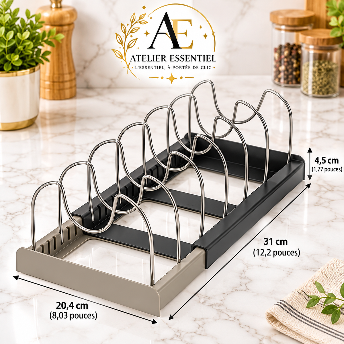 Support de rangement extensible en acier inoxydable, support d'armoire de cuisine pour couvercle de casserole, planche à découper, séchage d'ustensiles de cuisine, organisateur de support de vaisselle