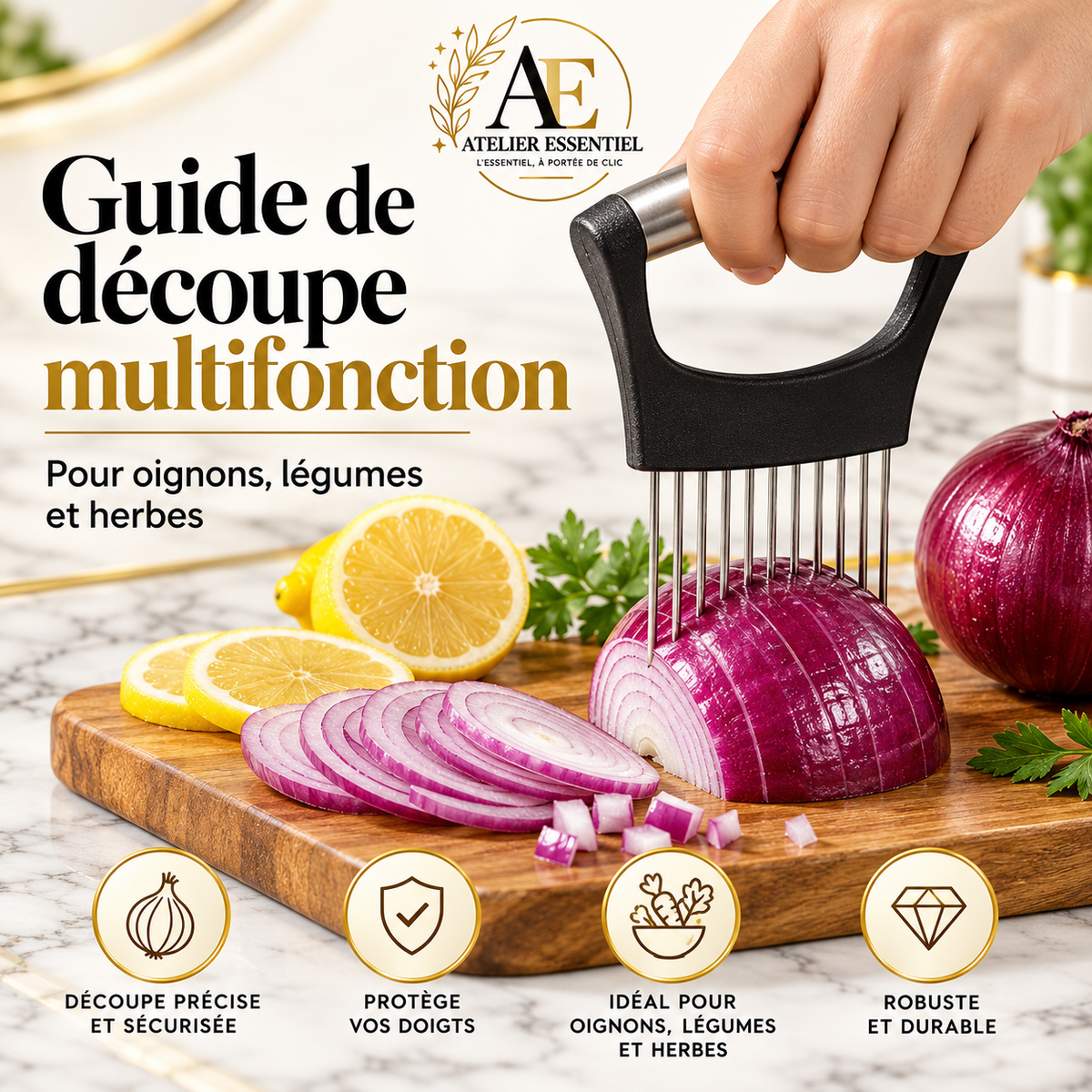 Coupe-oignon, hachoir à légumes en acier inoxydable pour tomate, pomme de terre, avocat, œufs, fruits, citron, viande, outil de cuisine