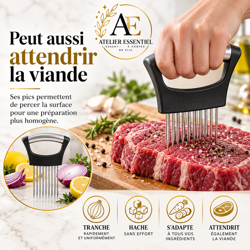 Coupe-oignon, hachoir à légumes en acier inoxydable pour tomate, pomme de terre, avocat, œufs, fruits, citron, viande, outil de cuisine
