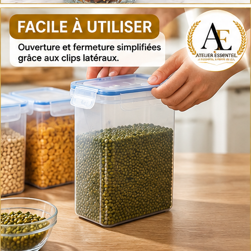 Conteneurs de stockage des aliments avec couvercles, boîte de friandises empilable, conteneurs d'organisation pour garde-manger de cuisine, distributeur de riz