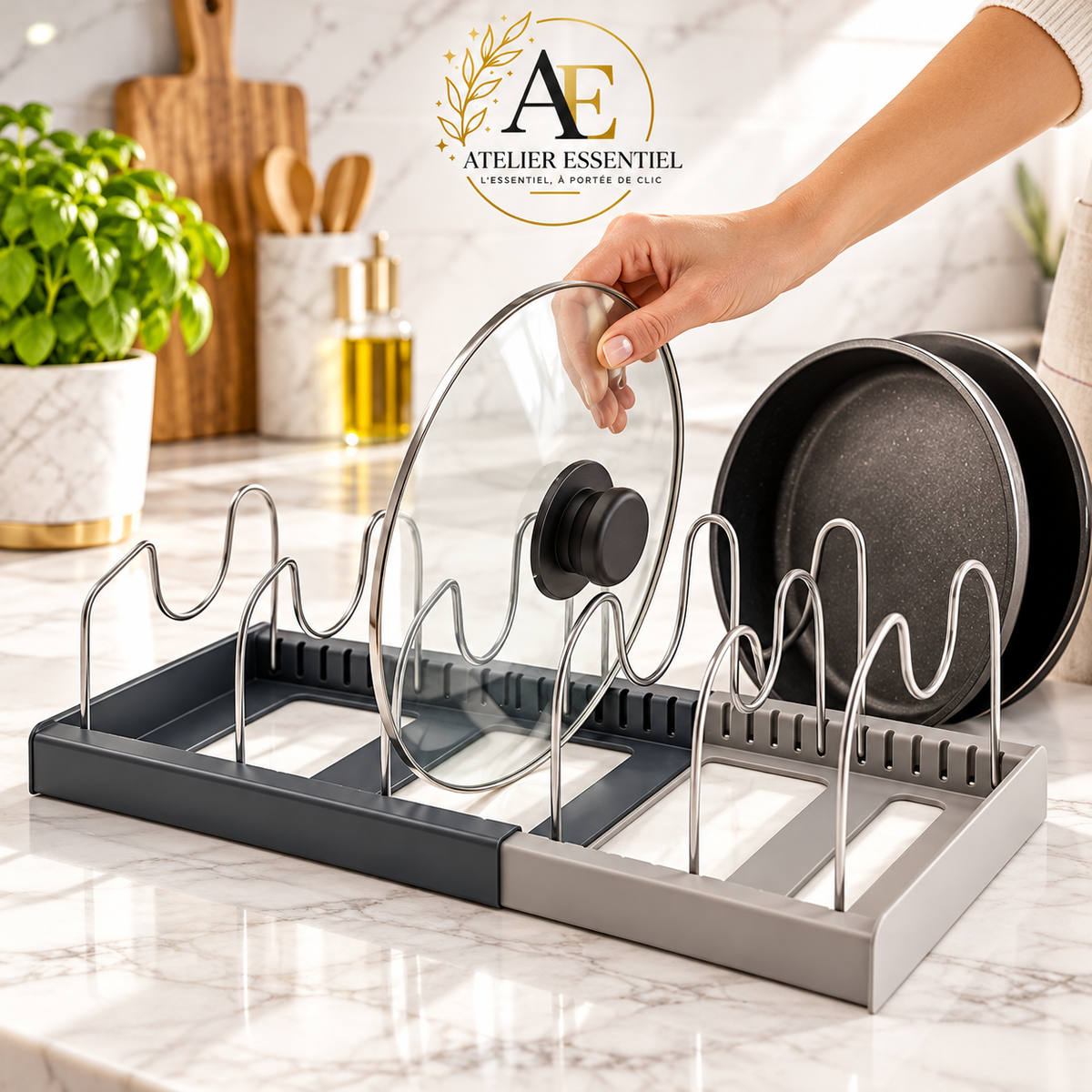 Support de rangement extensible en acier inoxydable, support d'armoire de cuisine pour couvercle de casserole, planche à découper, séchage d'ustensiles de cuisine, organisateur de support de vaisselle