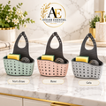 Panier de rangement suspendu réglable pour évier de cuisine, avec bouton de fixation, pour éponge et accessoires de robinet, double couche