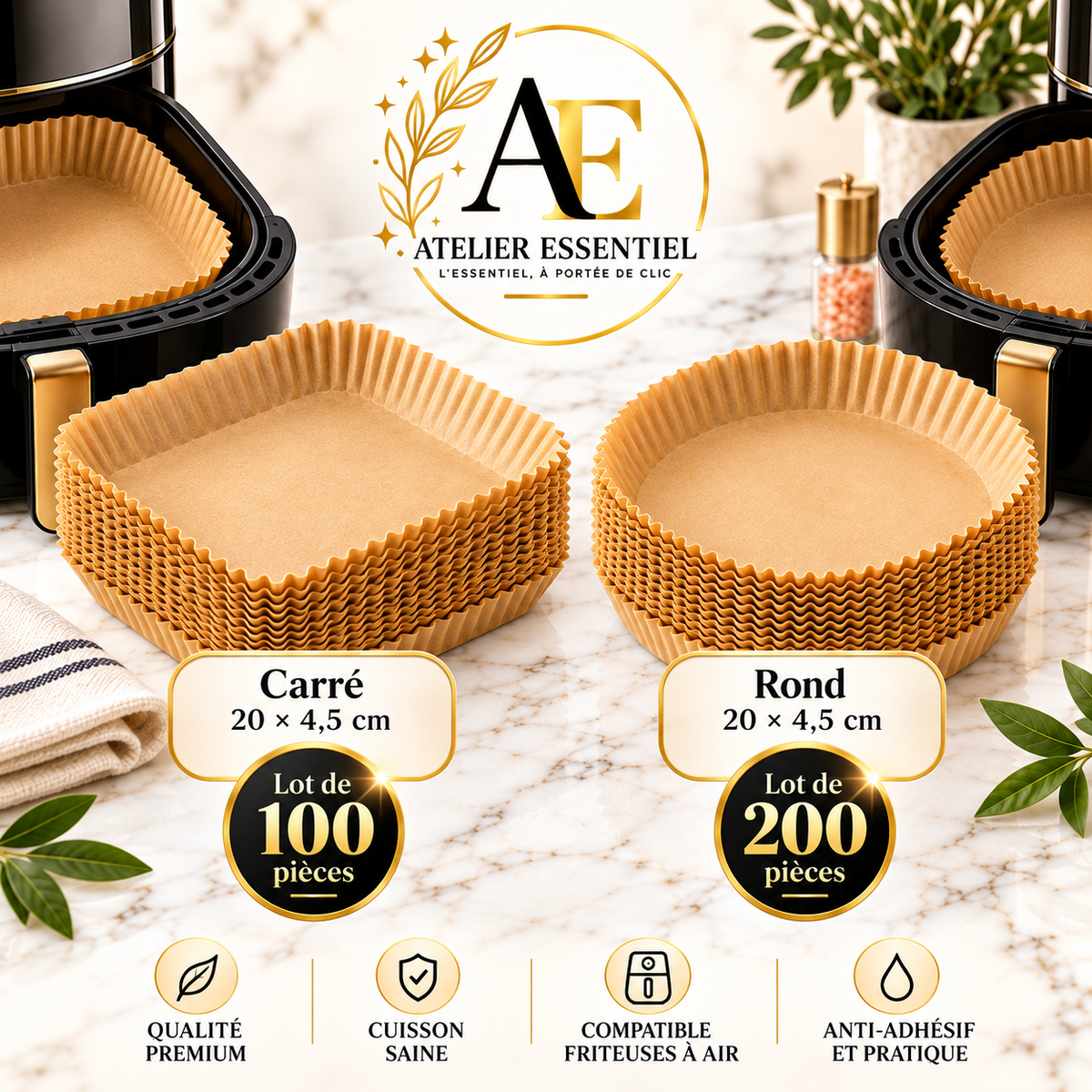 Accessoires de cuisine en papier pour friteuse à Air, ustensiles de cuisine jetables, moules à pâtisserie carrés et ronds, plaque de barbecue, tampon antiadhésif, 50/200 pièces