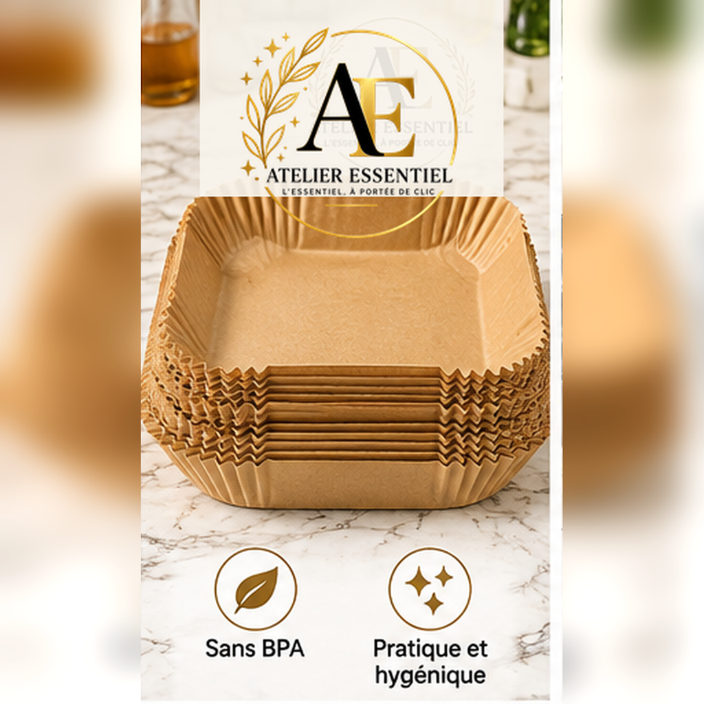 Accessoires de cuisine en papier pour friteuse à Air, ustensiles de cuisine jetables, moules à pâtisserie carrés et ronds, plaque de barbecue, tampon antiadhésif, 50/200 pièces