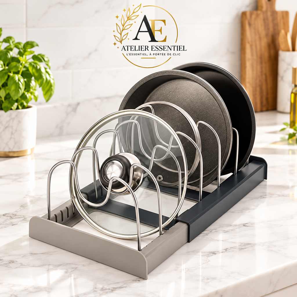 Support de rangement extensible en acier inoxydable, support d'armoire de cuisine pour couvercle de casserole, planche à découper, séchage d'ustensiles de cuisine, organisateur de support de vaisselle