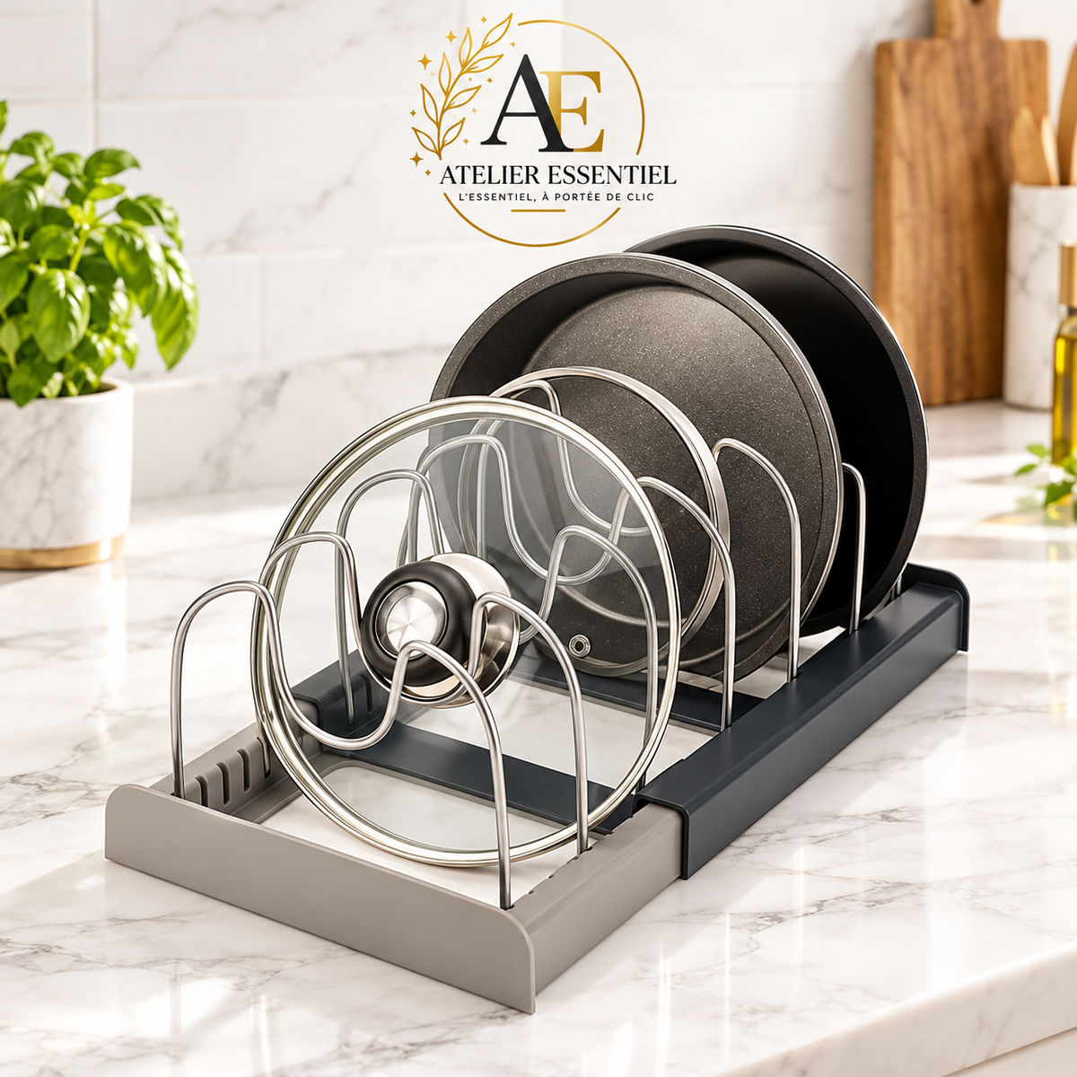 Support de rangement extensible en acier inoxydable, support d'armoire de cuisine pour couvercle de casserole, planche à découper, séchage d'ustensiles de cuisine, organisateur de support de vaisselle
