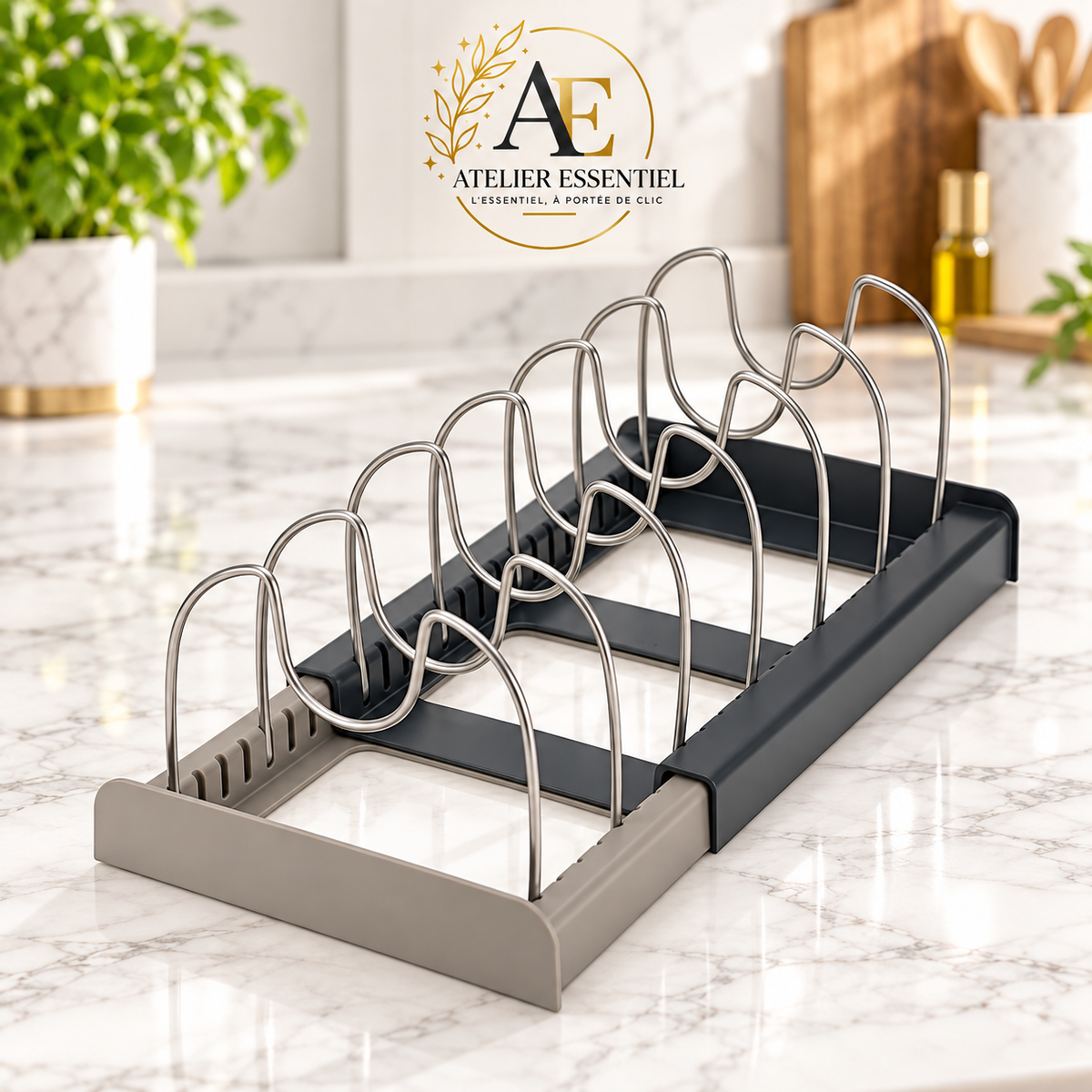 Support de rangement extensible en acier inoxydable, support d'armoire de cuisine pour couvercle de casserole, planche à découper, séchage d'ustensiles de cuisine, organisateur de support de vaisselle