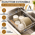 Égouttoir télescopique en acier inoxydable pour évier, support de rangement de cuisine pour ustensiles et vaisselle