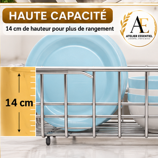 Égouttoir télescopique en acier inoxydable pour évier, support de rangement de cuisine pour ustensiles et vaisselle