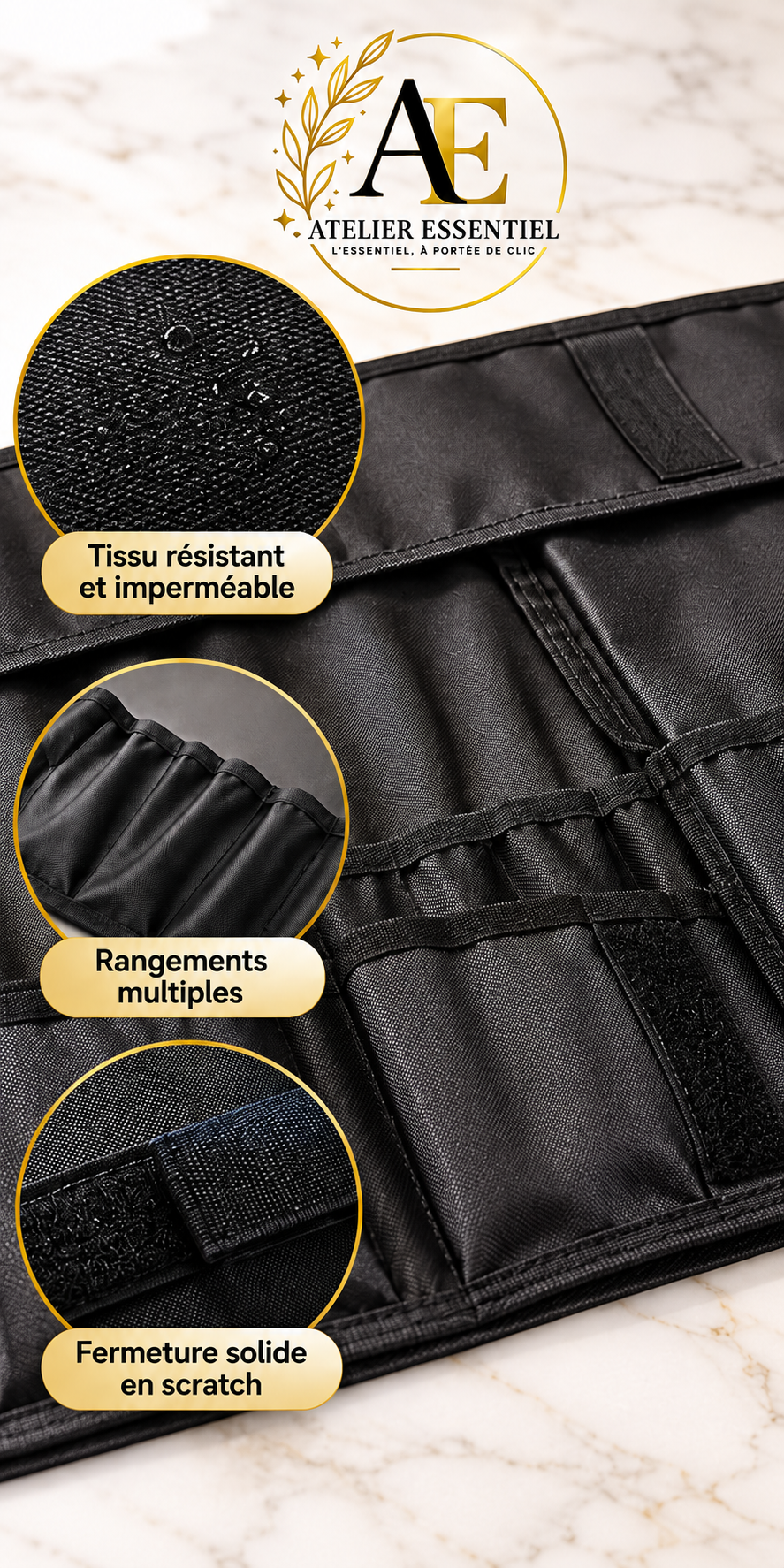 ABKP-étui de transport rangement de couverts sac à couteaux 22 fentes sac à couteaux en tissu Oxford de qualité supérieure sac à