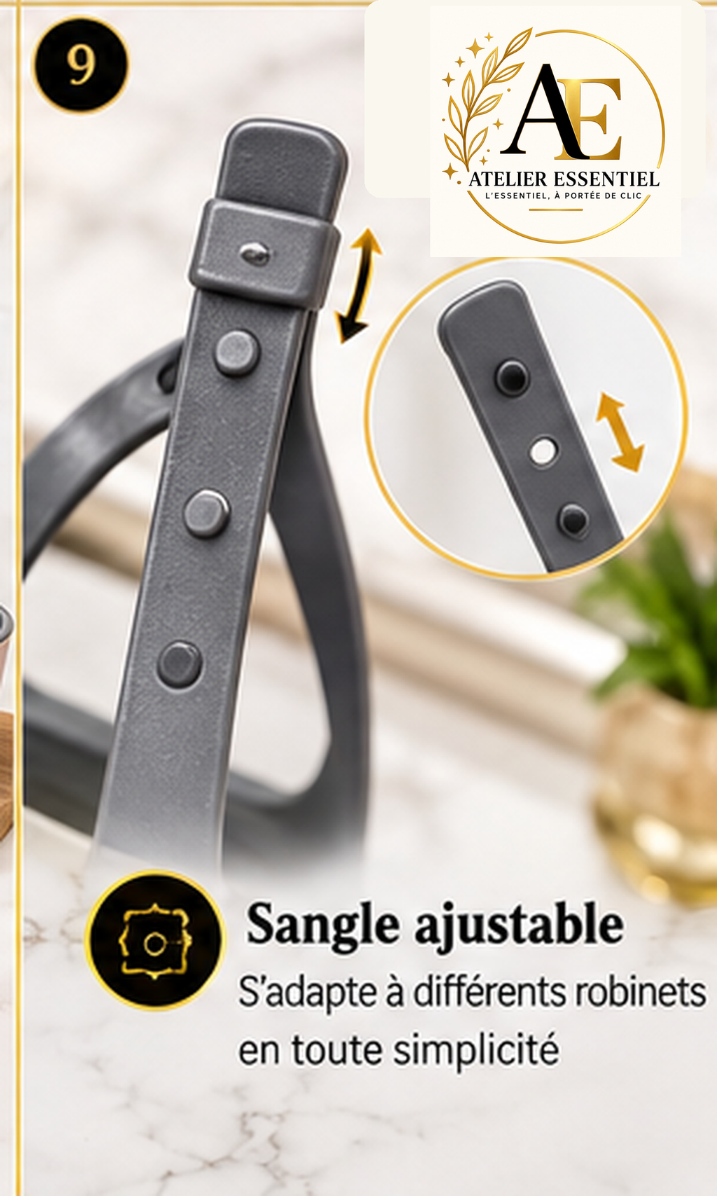 Panier de rangement suspendu réglable pour évier de cuisine, avec bouton de fixation, pour éponge et accessoires de robinet, double couche