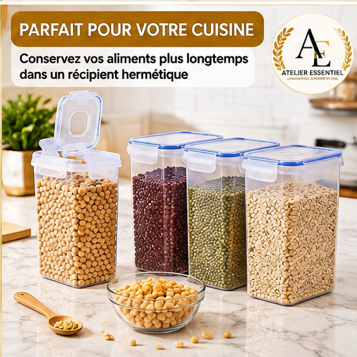 Conteneurs de stockage des aliments avec couvercles, boîte de friandises empilable, conteneurs d'organisation pour garde-manger de cuisine, distributeur de riz